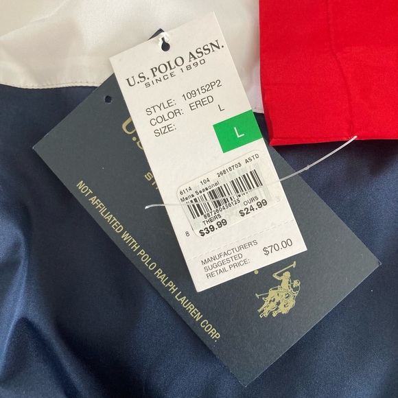 NWOT U.S. Polo Assn. Red, White, & Blue Windbreaker Large - Picture 3 of 10